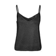 Shine V-Neck Top Zwart met Lurex Vero Moda , Black , Dames