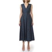 Blauwe Jacquard Katoenen Midi Jurk Max Mara , Blue , Dames