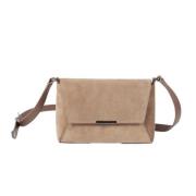 Beige Leren Crossbody Tas met Overslag Brunello Cucinelli , Brown , Da...