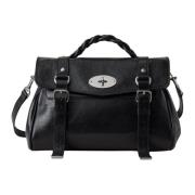 Alexa High Shine Leren Satchel Mulberry , Black , Dames