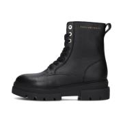 Zwarte Bicolor Veterschoenen van Leer Tommy Hilfiger , Black , Dames