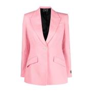 Roze Logo Jacquard Blazer Versace , Pink , Dames