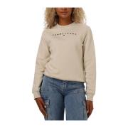 Beige Linear Crew Gebreid Tommy Jeans , Beige , Dames