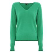 Angora Wol V-Hals Trui Kocca , Green , Dames