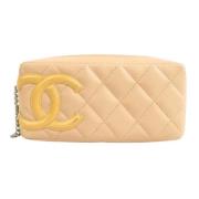 Pre-owned Leather clutches Chanel Vintage , Beige , Dames