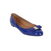 Klassieke Leren Loafer Schoen Salvatore Ferragamo , Blue , Dames