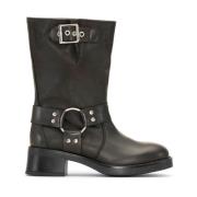 Zwarte Biker Boots met Harnasdetails JoDis , Black , Dames