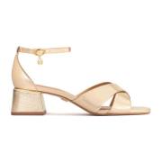 Elegante gouden sandalen op een brede hak Kazar , Yellow , Dames