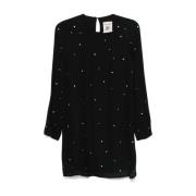 Zwarte Jurk met Kristalversiering Semicouture , Black , Dames