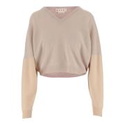 Luxe V-hals trui in roze en perzik Marni , Pink , Dames