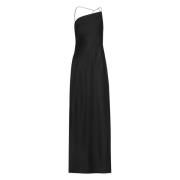 Elegante Crepe Maxi Jurk met Split Calvin Klein , Black , Dames