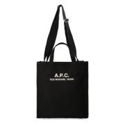 Canvas Schoudertas met Meerdere Zakken A.p.c. , Black , Heren