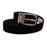 Luxe Metalen Logo Velvet Riem Dolce & Gabbana , Black , Heren