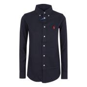 Navy Lange Mouw Knoopsluiting Shirt Polo Ralph Lauren , Blue , Dames