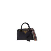 Zwarte Vitello Phenix Bauletto Tas Prada , Black , Dames