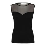 Mesh-detail Mouwloze Top Meteorite Karen by Simonsen , Black , Dames