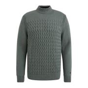 Bouclé Katoenmix Mock Neck Sweater Cast Iron , Gray , Heren