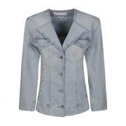 Aansluitende Denim Jas Ganni , Blue , Dames