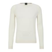 Slim-Fit Virgin Wool Sweater - Wit - S Boss , White , Heren