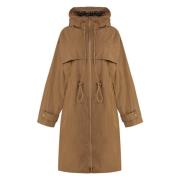 Hooded Technische Stof Jas Burberry , Brown , Dames