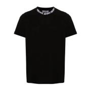 Zwart Rib Logo T-shirt Versace Jeans Couture , Black , Heren