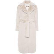 Faux-fur jas met brede revers Herno , Beige , Dames