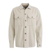 Ribcord Overshirt Solid Shirt Cast Iron , Beige , Heren