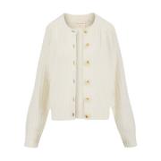 Gebreide Bomber Cardigan voor Vrouwen Zusss , Beige , Dames