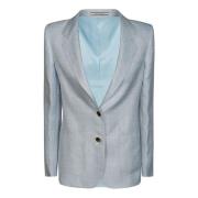 Denim Effect Single-Breasted Jas Tagliatore , Blue , Dames