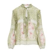 Groene Rozenprint Zijden Blouse Giambattista Valli , Multicolor , Dame...