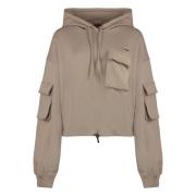 Katoenen hoodie met klepzakken Msgm , Beige , Dames