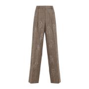 Bruine Wijde Wollen Broek Aw24 Dries Van Noten , Brown , Dames