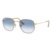 Hexagonale Zonnebril Blauw Verloop Gouden Montuur Ray-Ban , Yellow , U...