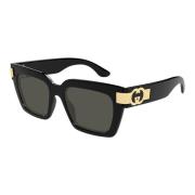 Stijlvolle zwart/grijze zonnebril Gucci , Black , Dames