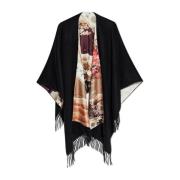 Omkeerbare Poncho Salvatore Ferragamo , Black , Dames