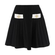 Hoge Taille Zwarte Gebreide Rok Balmain , Black , Dames