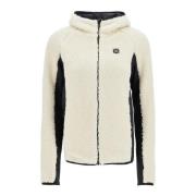 Sherpa Zip-Up Hoodie met Jersey Inzetstukken Montura , White , Dames