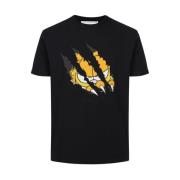 Zwart katoenen jersey T-shirt met Garfield-print en geborduurd logo Ic...