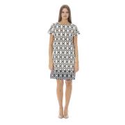 Gestreepte Korte Mouw Jurk Trend Baldinini , White , Dames