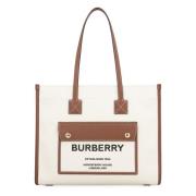 Freya Canvas Tote Tas Burberry , Beige , Dames