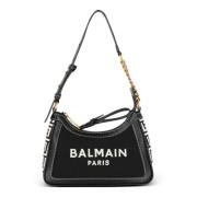 B-Army gemonogrammeerde canvas en gladleren handtas Balmain , Black , ...