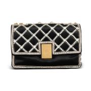 Kleine geborduurde 1945 tas Balmain , Black , Dames