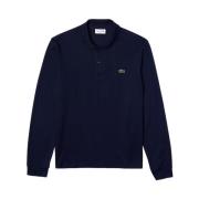 Blauw Polo Shirt Lange Mouw Katoen Lacoste , Blue , Heren