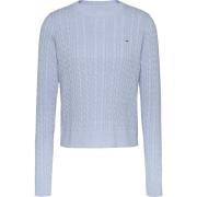 Heldere Blauwe Crewneck Sweater Tommy Jeans , Blue , Dames