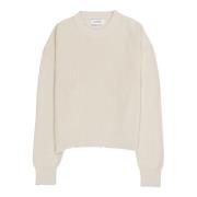 Crop crewneck melktrui met vernietigd effect Laneus , Beige , Dames