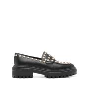 Zwarte platte loafers met pareldetails Twinset , Black , Dames