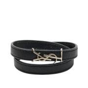 Pre-owned Leather bracelets Yves Saint Laurent Vintage , Black , Dames