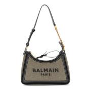 B-Army canvas tas met leren inzetstukken Balmain , Beige , Dames