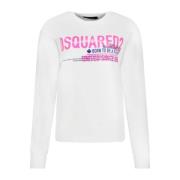 Witte Katoenen Sweatshirt Ss22 Dsquared2 , White , Dames