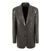 Beige Zwart Houndstooth Blazer Sequin Golden Goose , Multicolor , Dame...